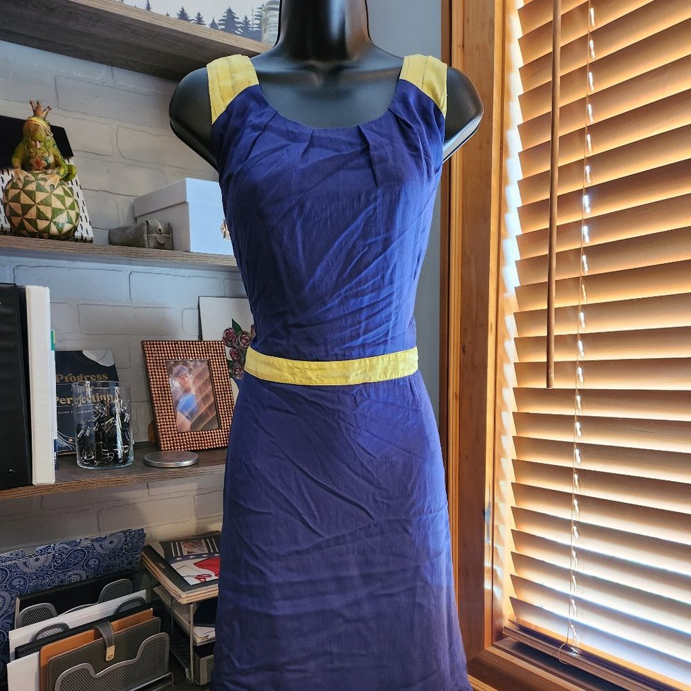 .LOFT Pleat-Neck, Color-Blocked Dress